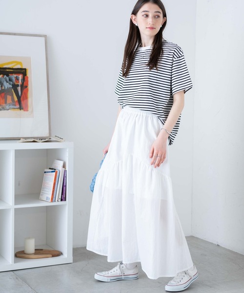 WEGO（ウィゴー）の「WEGO/【一部店限定】ギャザー切替ナイロンスカート（スカート・レディース・ホワイト/ブラック/オフホワイト・FREE）」の10枚目の写真