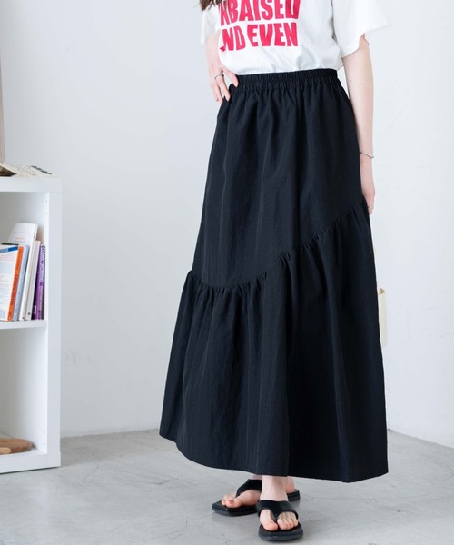 WEGO（ウィゴー）の「WEGO/【一部店限定】ギャザー切替ナイロンスカート（スカート・レディース・ホワイト/ブラック/オフホワイト・FREE）」の12枚目の写真