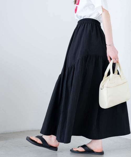 WEGO（ウィゴー）の「WEGO/【一部店限定】ギャザー切替ナイロンスカート（スカート・レディース・ホワイト/ブラック/オフホワイト・FREE）」の5枚目の写真