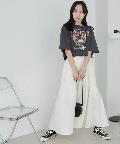 WEGO（ウィゴー）の「WEGO/【一部店限定】ギャザー切替ナイロンスカート（スカート・レディース・ホワイト/ブラック/オフホワイト・FREE）」の22枚目の写真