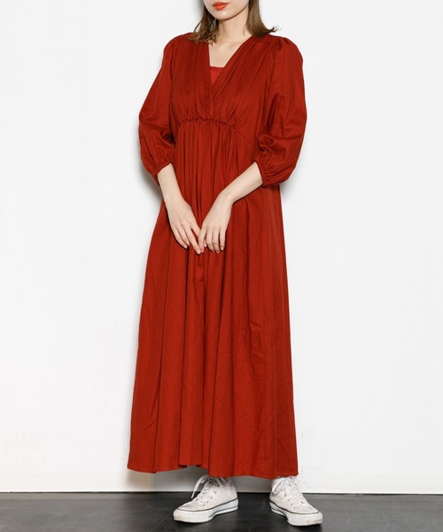 REBECCA VALLANCE★ギャザー マキシ ワンピース★関税込 セール】Gathered Neck Maxi Dress/ギャザーネックマキシドレス
