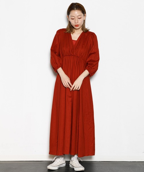 新品タグ付き　AMERICAN RAG CIE カットワークワンピース　グリーン AMERICAN RAG CIE（アメリカンラグシー）の「リネンギャザー