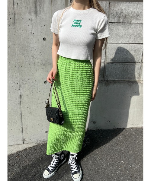 WC(ダブル シー)の「コンパクトロゴリブT(Tシャツ/カットソー・レディース・ピンク/ブラック/グリーン・FREE)」の6枚目の写真