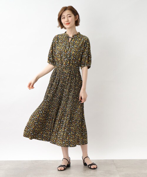 grove(グローブ)の「◆フラワープリントワンピース(ワンピース・レディース・チャコール/グリーン系その他2・01/02/05/03/04)」の3枚目の写真