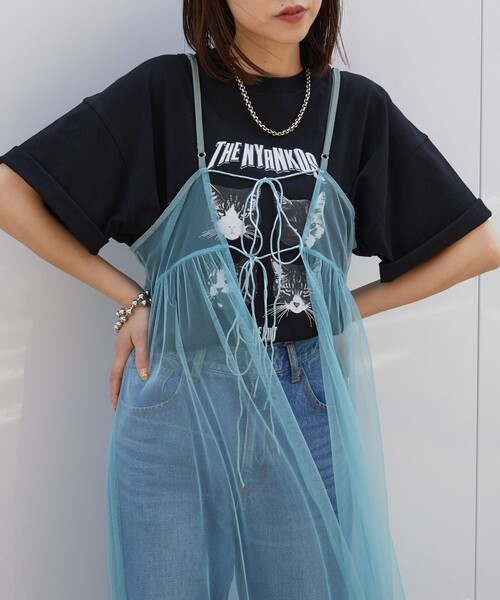 PUBLUX（パブリュクス）の「PUBLUX/パブリュクス 2WAYチュールキャミワンピース【限定展開】（ワンピース・レディース・サックスブルー/ブラック/オフホワイト・ﾌﾘ-）」の3枚目の写真