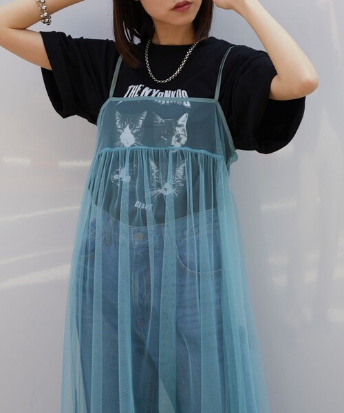 PUBLUX（パブリュクス）の「PUBLUX/パブリュクス 2WAYチュールキャミワンピース【限定展開】（ワンピース・レディース・サックスブルー/ブラック/オフホワイト・ﾌﾘ-）」の4枚目の写真