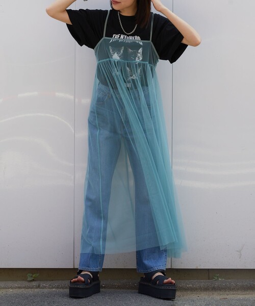 PUBLUX（パブリュクス）の「PUBLUX/パブリュクス 2WAYチュールキャミワンピース【限定展開】（ワンピース・レディース・サックスブルー/ブラック/オフホワイト・ﾌﾘ-）」の14枚目の写真