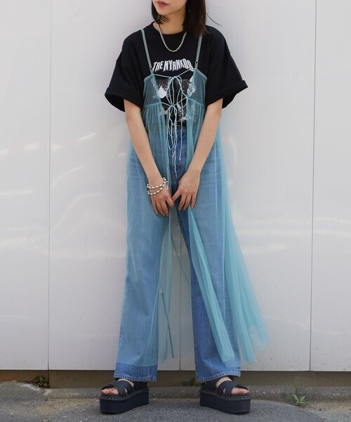 PUBLUX（パブリュクス）の「PUBLUX/パブリュクス 2WAYチュールキャミワンピース【限定展開】（ワンピース・レディース・サックスブルー/ブラック/オフホワイト・ﾌﾘ-）」の19枚目の写真