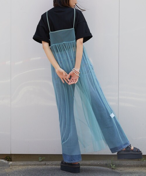 PUBLUX（パブリュクス）の「PUBLUX/パブリュクス 2WAYチュールキャミワンピース【限定展開】（ワンピース・レディース・サックスブルー/ブラック/オフホワイト・ﾌﾘ-）」の10枚目の写真