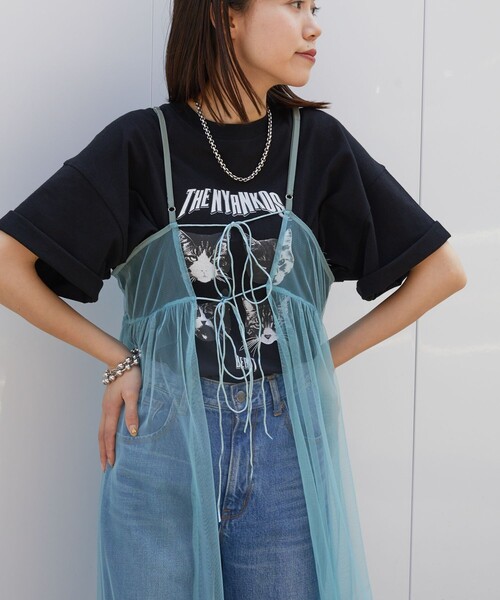 PUBLUX（パブリュクス）の「PUBLUX/パブリュクス 2WAYチュールキャミワンピース【限定展開】（ワンピース・レディース・サックスブルー/ブラック/オフホワイト・ﾌﾘ-）」の5枚目の写真