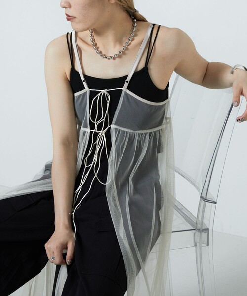 PUBLUX（パブリュクス）の「PUBLUX/パブリュクス 2WAYチュールキャミワンピース【限定展開】（ワンピース・レディース・サックスブルー/ブラック/オフホワイト・ﾌﾘ-）」の20枚目の写真