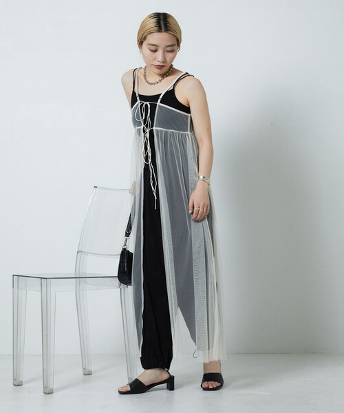 PUBLUX（パブリュクス）の「PUBLUX/パブリュクス 2WAYチュールキャミワンピース【限定展開】（ワンピース・レディース・サックスブルー/ブラック/オフホワイト・ﾌﾘ-）」の11枚目の写真