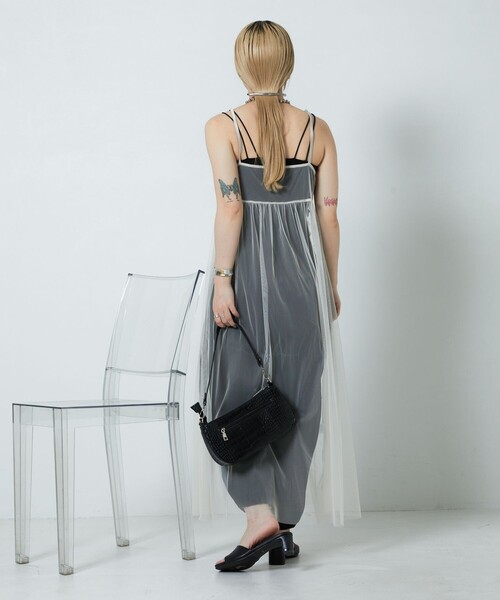 PUBLUX（パブリュクス）の「PUBLUX/パブリュクス 2WAYチュールキャミワンピース【限定展開】（ワンピース・レディース・サックスブルー/ブラック/オフホワイト・ﾌﾘ-）」の6枚目の写真