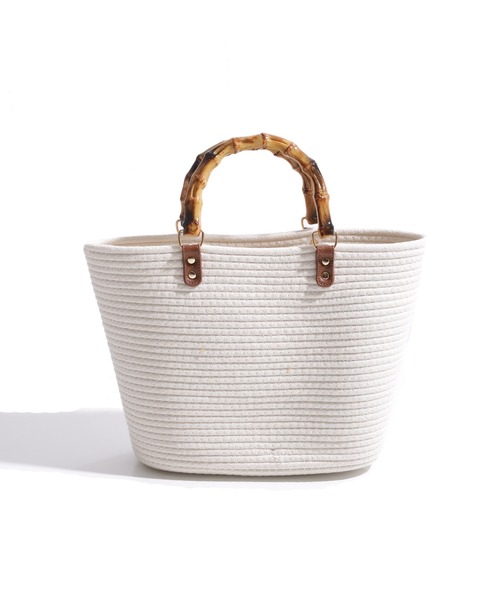 Edit Sheen（エディットシーン）の「バンブーハンドルコットンロープバッグ（かごバッグ・レディース・ブラック/ベージュ/オフホワイト・FREE）」の16枚目の写真