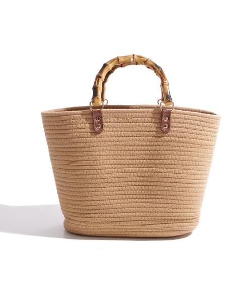 Edit Sheen（エディットシーン）の「バンブーハンドルコットンロープバッグ（かごバッグ・レディース・ブラック/ベージュ/オフホワイト・FREE）」の10枚目の写真