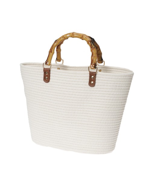 Edit Sheen（エディットシーン）の「バンブーハンドルコットンロープバッグ（かごバッグ・レディース・ブラック/ベージュ/オフホワイト・FREE）」の5枚目の写真
