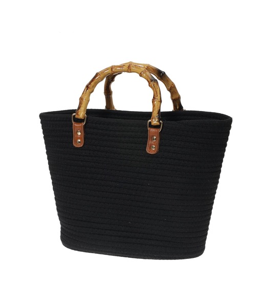 Edit Sheen（エディットシーン）の「バンブーハンドルコットンロープバッグ（かごバッグ・レディース・ブラック/ベージュ/オフホワイト・FREE）」の8枚目の写真