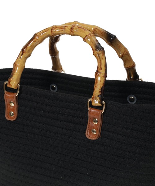 Edit Sheen（エディットシーン）の「バンブーハンドルコットンロープバッグ（かごバッグ・レディース・ブラック/ベージュ/オフホワイト・FREE）」の15枚目の写真