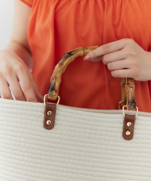 Edit Sheen（エディットシーン）の「バンブーハンドルコットンロープバッグ（かごバッグ・レディース・ブラック/ベージュ/オフホワイト・FREE）」の18枚目の写真