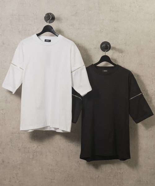 REGIEVO（レジエボ）の「REGIEVO ファスナースリーブTシャツ（Tシャツ/カットソー・メンズ・ブラック/オフホワイト・MEDIUM/LARGE）」の3枚目の写真