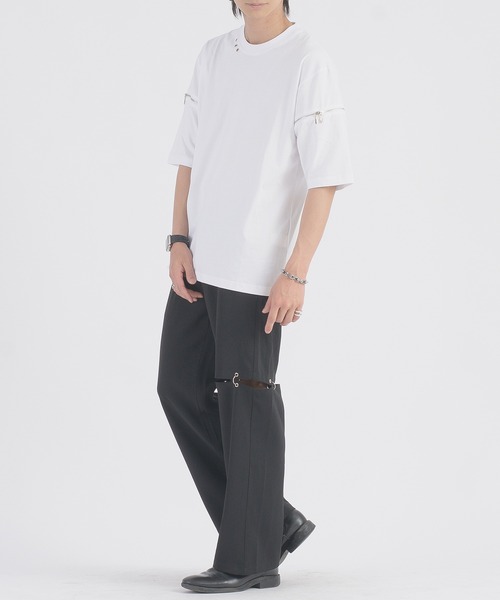 REGIEVO（レジエボ）の「REGIEVO ファスナースリーブTシャツ（Tシャツ/カットソー・メンズ・ブラック/オフホワイト・MEDIUM/LARGE）」の8枚目の写真