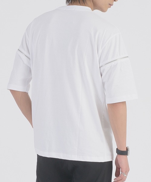 REGIEVO（レジエボ）の「REGIEVO ファスナースリーブTシャツ（Tシャツ/カットソー・メンズ・ブラック/オフホワイト・MEDIUM/LARGE）」の10枚目の写真