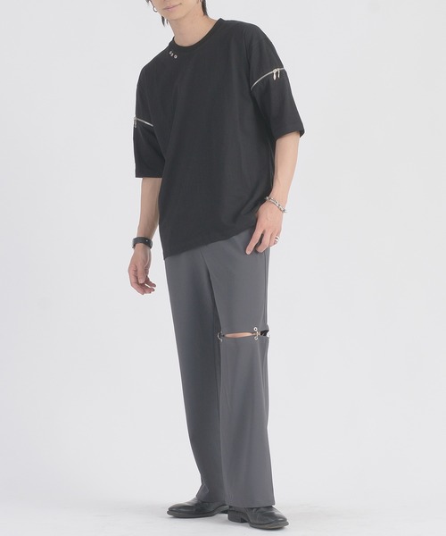 REGIEVO（レジエボ）の「REGIEVO ファスナースリーブTシャツ（Tシャツ/カットソー・メンズ・ブラック/オフホワイト・MEDIUM/LARGE）」の13枚目の写真