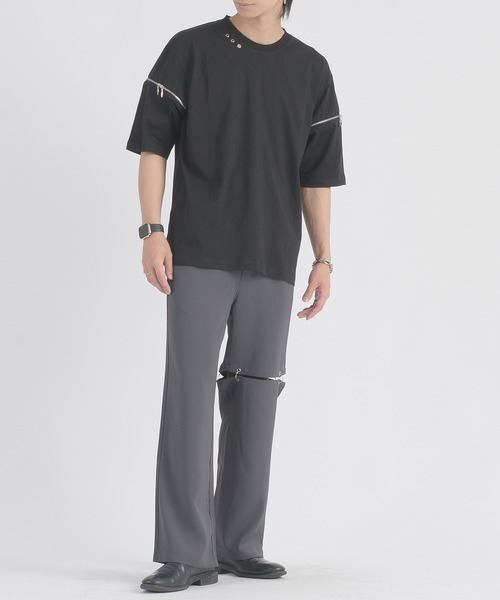 REGIEVO（レジエボ）の「REGIEVO ファスナースリーブTシャツ（Tシャツ/カットソー・メンズ・ブラック/オフホワイト・MEDIUM/LARGE）」の14枚目の写真