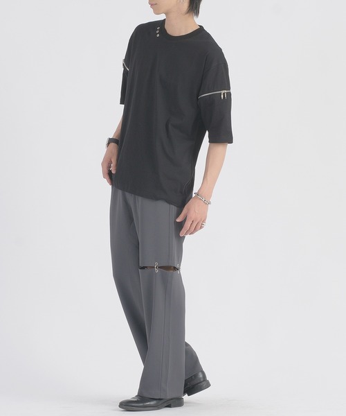 REGIEVO（レジエボ）の「REGIEVO ファスナースリーブTシャツ（Tシャツ/カットソー・メンズ・ブラック/オフホワイト・MEDIUM/LARGE）」の16枚目の写真