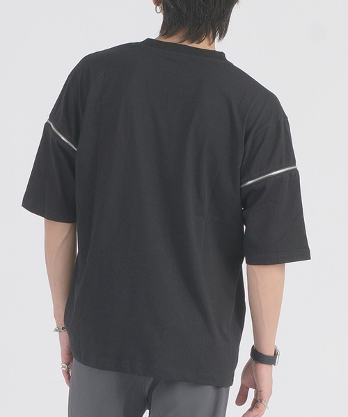 REGIEVO（レジエボ）の「REGIEVO ファスナースリーブTシャツ（Tシャツ/カットソー・メンズ・ブラック/オフホワイト・MEDIUM/LARGE）」の18枚目の写真