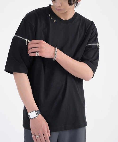REGIEVO（レジエボ）の「REGIEVO ファスナースリーブTシャツ（Tシャツ/カットソー・メンズ・ブラック/オフホワイト・MEDIUM/LARGE）」の20枚目の写真