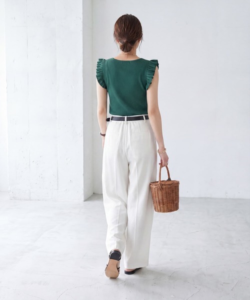 STYLE DELI(スタイルデリ)の「【LUXE】プリーツノースリニットトップス(ニット/セーター・レディース・アイボリー/ブラック/グリーン・FREE)」の16枚目の写真