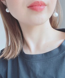 【As】大粒コットンパール ゆらゆら アシメイヤリング(ニッケルフリー)(MA)