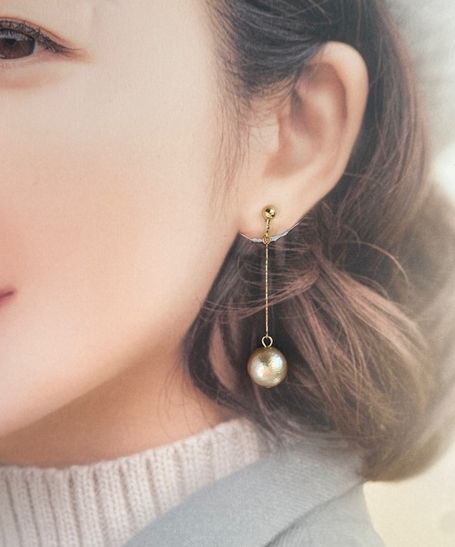 tone（トーン）の「【As】大粒コットンパール　ゆらゆら　アシメイヤリング（ニッケルフリー）(MA)（イヤリング・レディース・シルバー/ゴールド/ゴールド系その他2/シルバー系その他2/ゴールド系その他3/シルバー系その他3・FREE）」の13枚目の写真