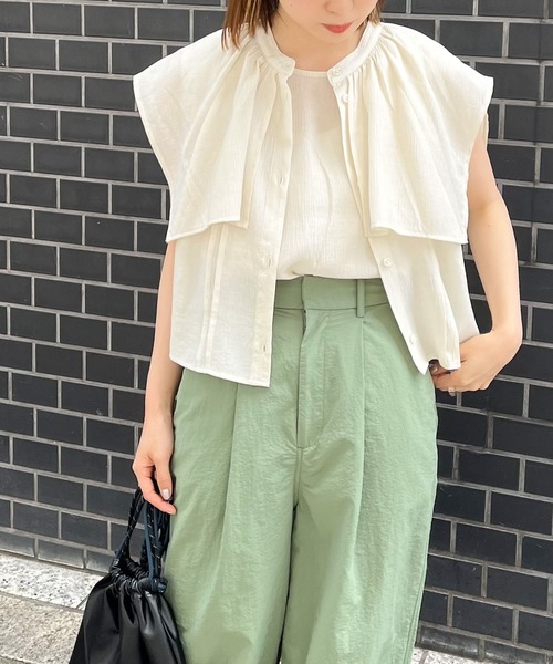 KBF（ケイビーエフ）の「アンサンブルノースリーブブラウス（シャツ/ブラウス・レディース・ピンク/ライトカーキ/アイボリー/ブラック・ONE）」の16枚目の写真