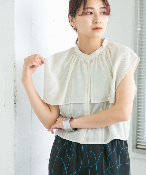 KBF（ケイビーエフ）の「アンサンブルノースリーブブラウス（シャツ/ブラウス・レディース・ピンク/ライトカーキ/アイボリー/ブラック・ONE）」の19枚目の写真