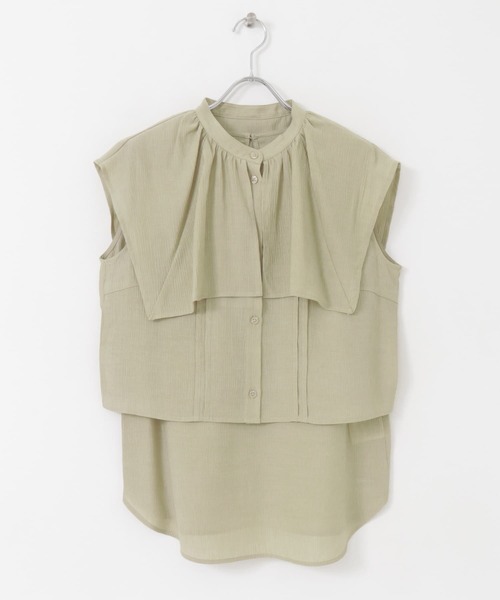 KBF（ケイビーエフ）の「アンサンブルノースリーブブラウス（シャツ/ブラウス・レディース・ピンク/ライトカーキ/アイボリー/ブラック・ONE）」の7枚目の写真
