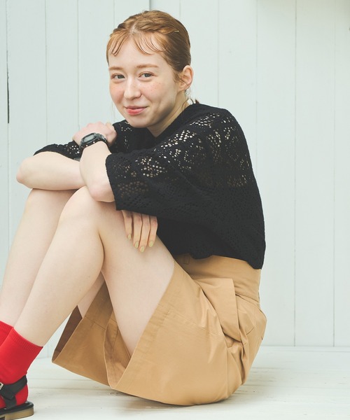 Crisp（クリスプ）の「ダブルベルトハーフパンツ（その他パンツ・レディース・ベージュ/ブラック・FREE）」の9枚目の写真