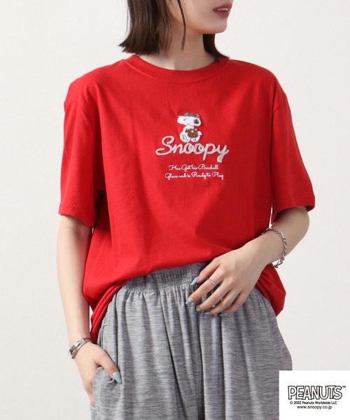 PEANUTS（ピーナッツ）の「PEANUTS スヌーピー 刺繍 Tシャツ 半袖（T