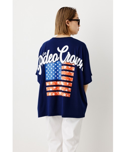 RODEO CROWNS WIDE BOWL(ロデオクラウンズワイドボウル)の「パターンUSフラッグTシャツ(Tシャツ/カットソー・レディース・オフホワイト/ブラック/ライトカーキ/ネイビー・FREE)」の10枚目の写真