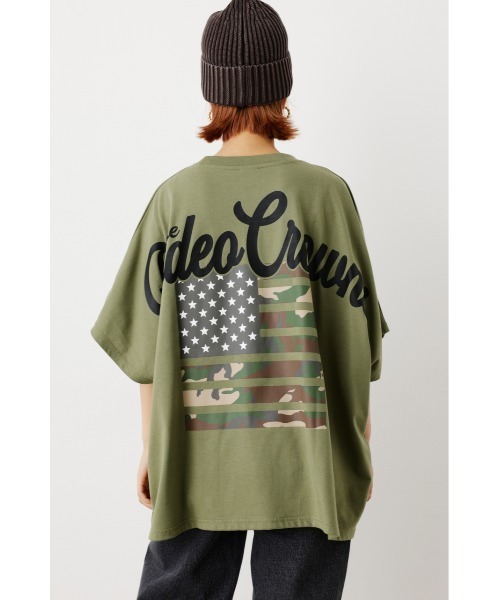 RODEO CROWNS WIDE BOWL(ロデオクラウンズワイドボウル)の「パターンUSフラッグTシャツ(Tシャツ/カットソー・レディース・オフホワイト/ブラック/ライトカーキ/ネイビー・FREE)」の11枚目の写真