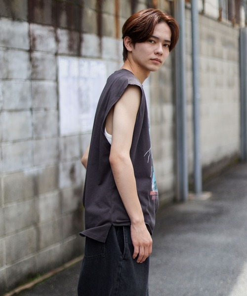 SPINNS(スピンズ)の「【SPINNS】ノースリーブTシャツ ビンテージデザインロゴ EAGLE(タンクトップ・メンズ・ブラック/チャコール・ONESIZE)」の8枚目の写真