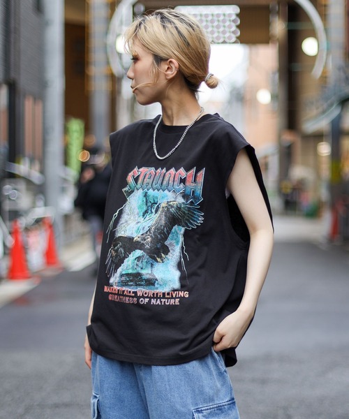 SPINNS(スピンズ)の「【SPINNS】ノースリーブTシャツ ビンテージデザインロゴ EAGLE(タンクトップ・メンズ・ブラック/チャコール・ONESIZE)」の17枚目の写真