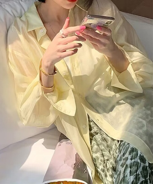 gossip!ロサンゼルス(ゴシップロサンゼルス)の「YUGA アイスシルク バックリボン シフォンシャツ(シャツ/ブラウス・レディース・ライトイエロー/ライトパープル/ライトブルー/ライトグリーン/ホワイト・FREE)」の5枚目の写真