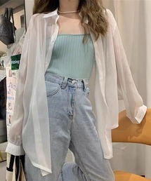 YUGA　アイスシルク　バックリボン　シフォンシャツ
