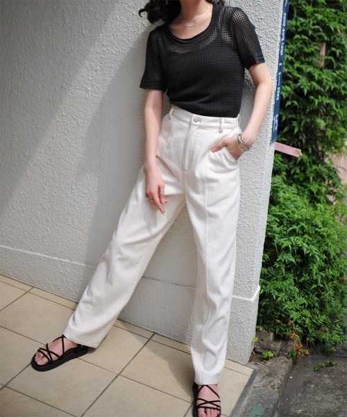 Rejoule(リジュール)の「メッシュ透かし編み半袖プルオーバー(Tシャツ/カットソー・レディース・ホワイト/ブラウン/ブラック・FREE)」の16枚目の写真