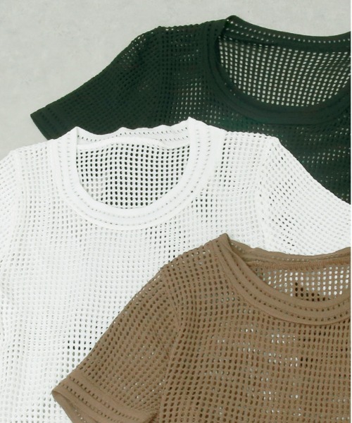 Rejoule(リジュール)の「メッシュ透かし編み半袖プルオーバー(Tシャツ/カットソー・レディース・ホワイト/ブラウン/ブラック・FREE)」の15枚目の写真