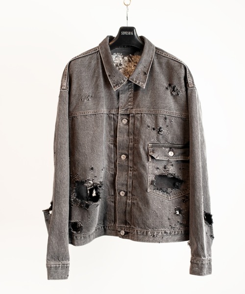 SEVESKIG(セヴシグ)の「SEVESKIG/セブシグ/SEVESKIG vs J,W,DAVIS 2406XX Ver,Kill the wall(デニムジャケット・メンズ・インディゴブルー/ブラック・X-LARGE/LARGE/SMALL/MEDIUM)」の2枚目の写真