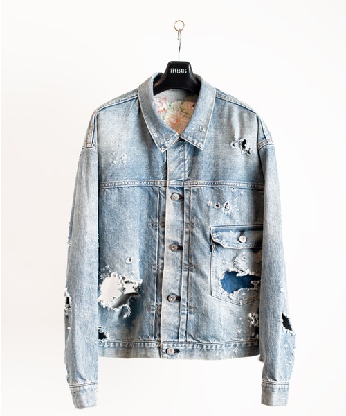 SEVESKIG(セヴシグ)の「SEVESKIG/セブシグ/SEVESKIG vs J,W,DAVIS 2406XX Ver,Kill the wall(デニムジャケット・メンズ・インディゴブルー/ブラック・X-LARGE/LARGE/SMALL/MEDIUM)」の8枚目の写真