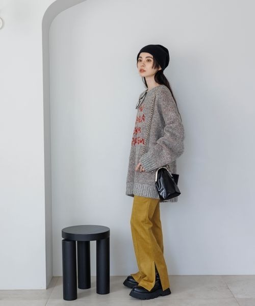 JEANASIS（ジーナシス）の「アクリルニットビーニ－/974131（ニットキャップ/ビーニー・レディース・ブラック/ベージュ/グレー・FREE）」の5枚目の写真